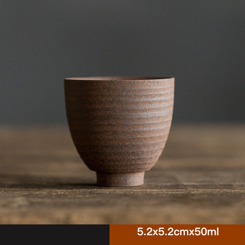 Tasse à thé Kung Fu en céramique marron rétro faite à la main avec Buddha Stones