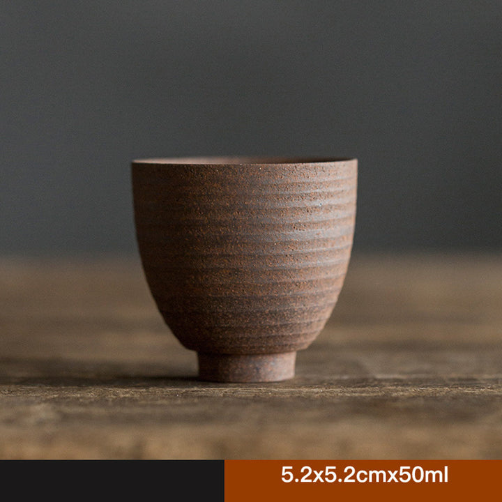 Tasse à thé Kung Fu en céramique marron rétro faite à la main avec Buddha Stones