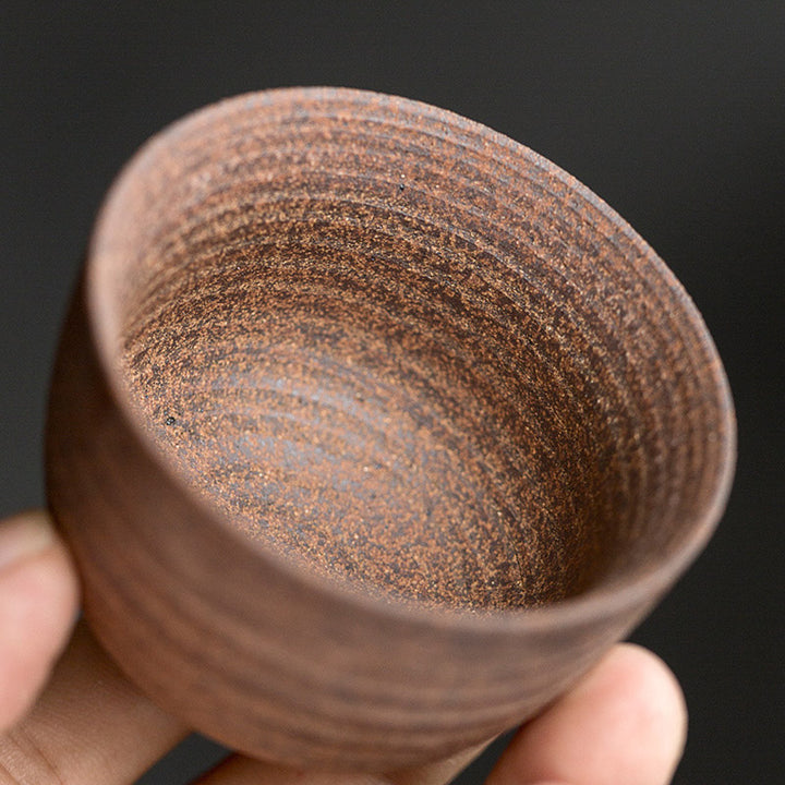 Tasse à thé Kung Fu en céramique marron rétro faite à la main avec Buddha Stones