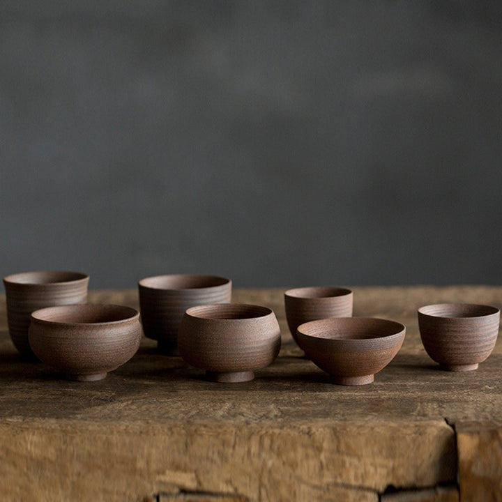 Tasse à thé Kung Fu en céramique marron rétro faite à la main avec Buddha Stones