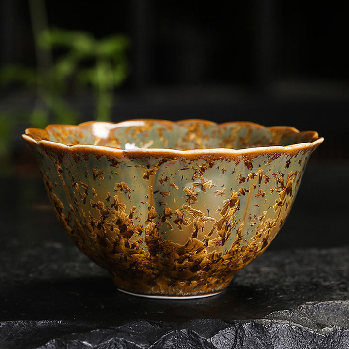 Tasse à thé en céramique marron colorée Buddha Stones