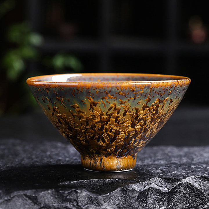 Tasse à thé en céramique marron colorée Buddha Stones