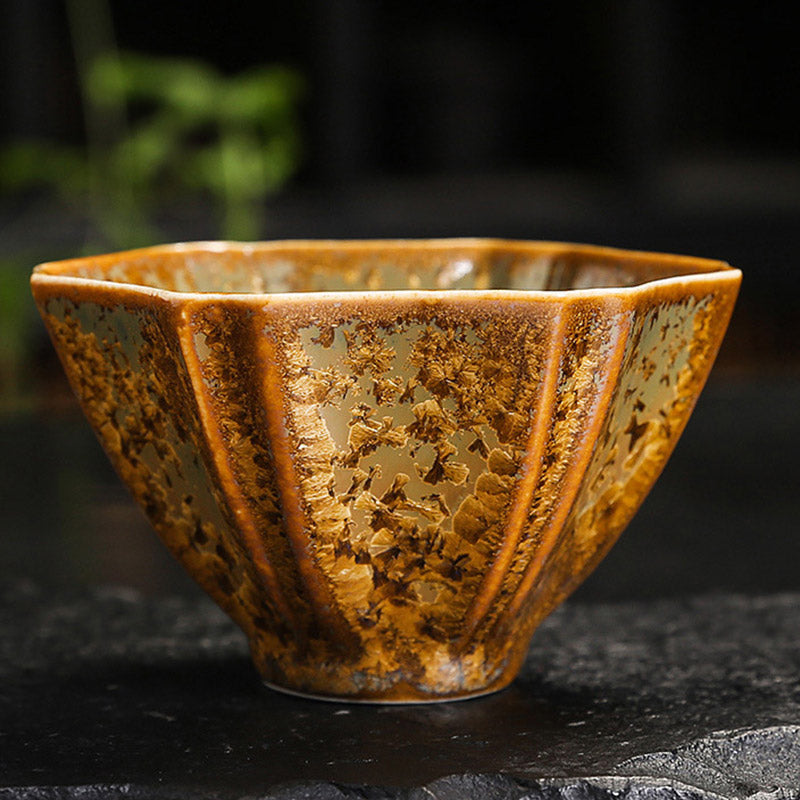 Tasse à thé en céramique marron colorée Buddha Stones