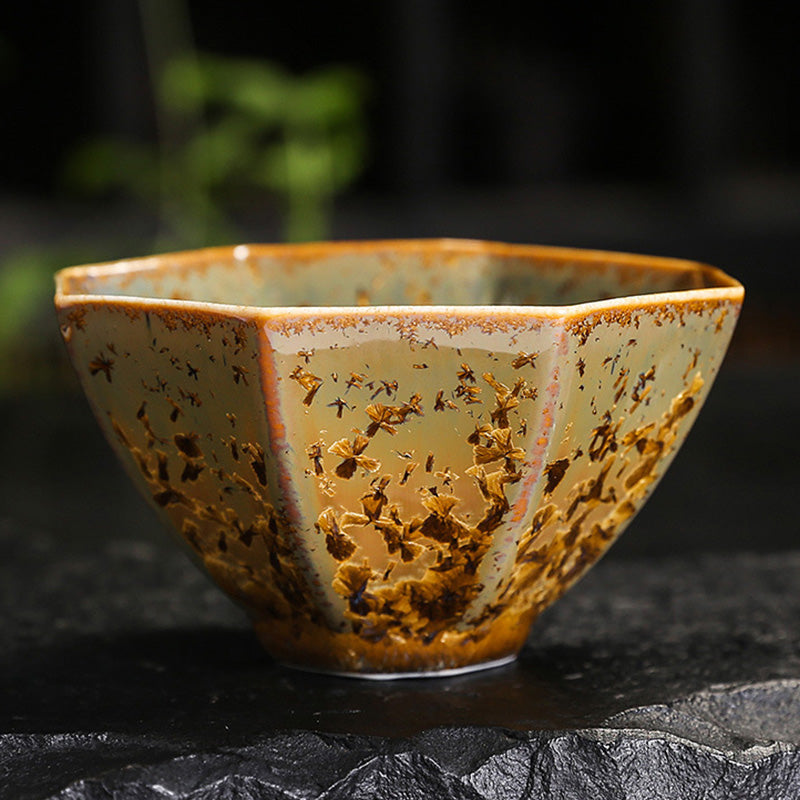 Tasse à thé en céramique marron colorée Buddha Stones