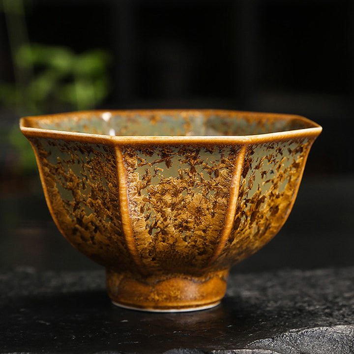 Tasse à thé en céramique marron colorée Buddha Stones