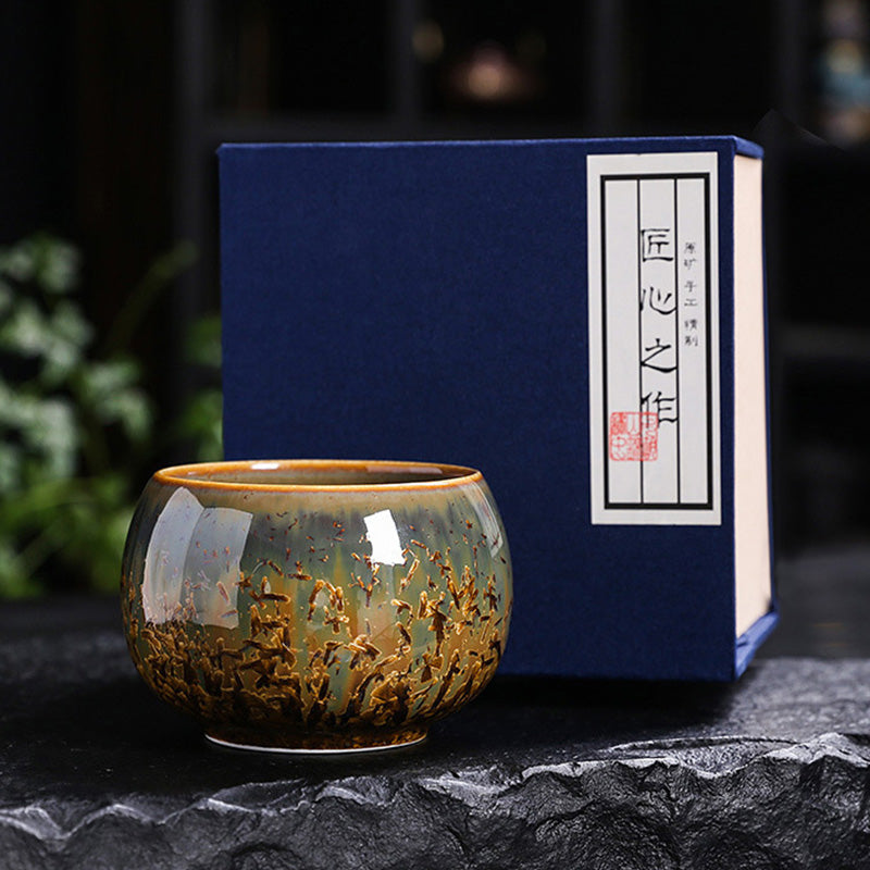 Tasse à thé en céramique marron colorée Buddha Stones