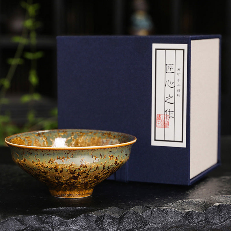 Tasse à thé en céramique marron colorée Buddha Stones