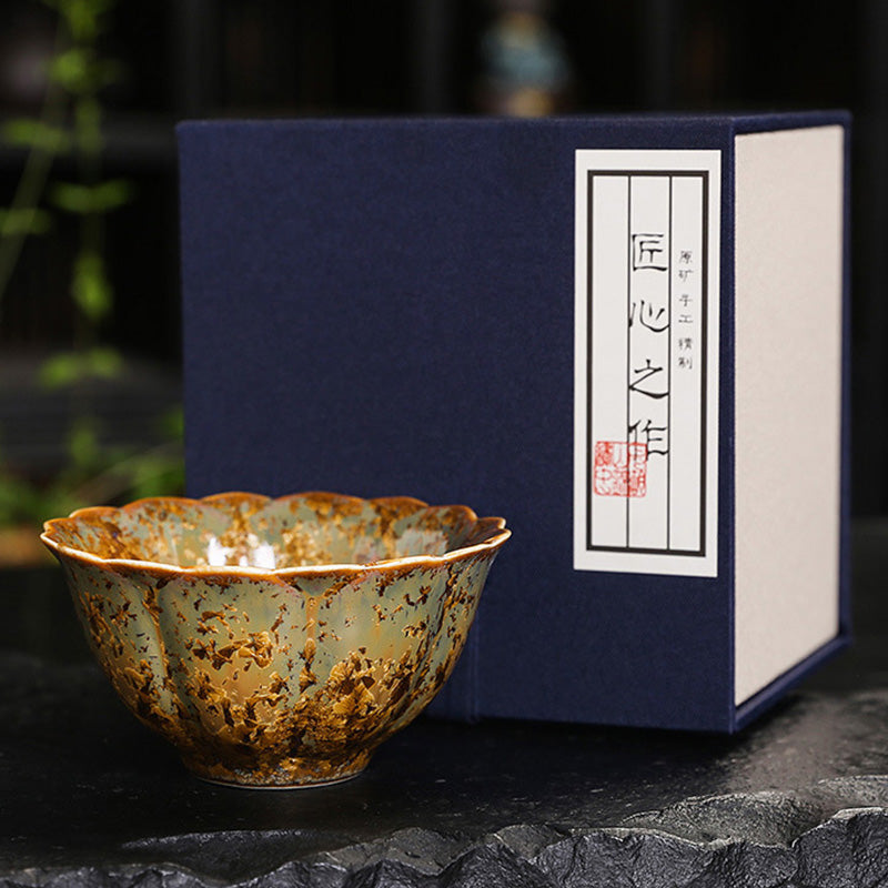Tasse à thé en céramique marron colorée Buddha Stones