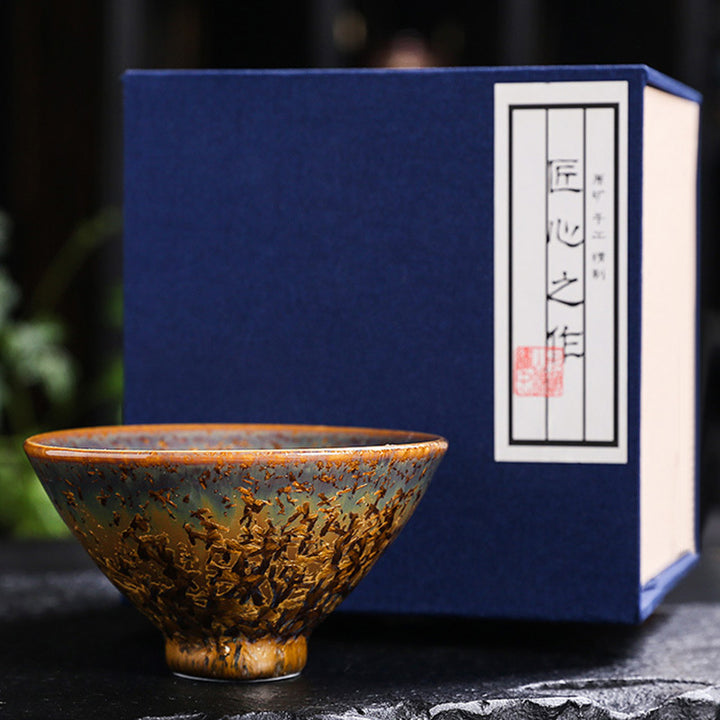 Tasse à thé en céramique marron colorée Buddha Stones