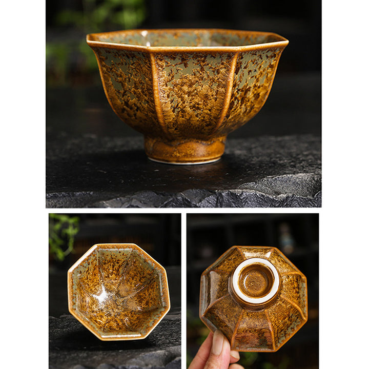 Tasse à thé en céramique marron colorée Buddha Stones