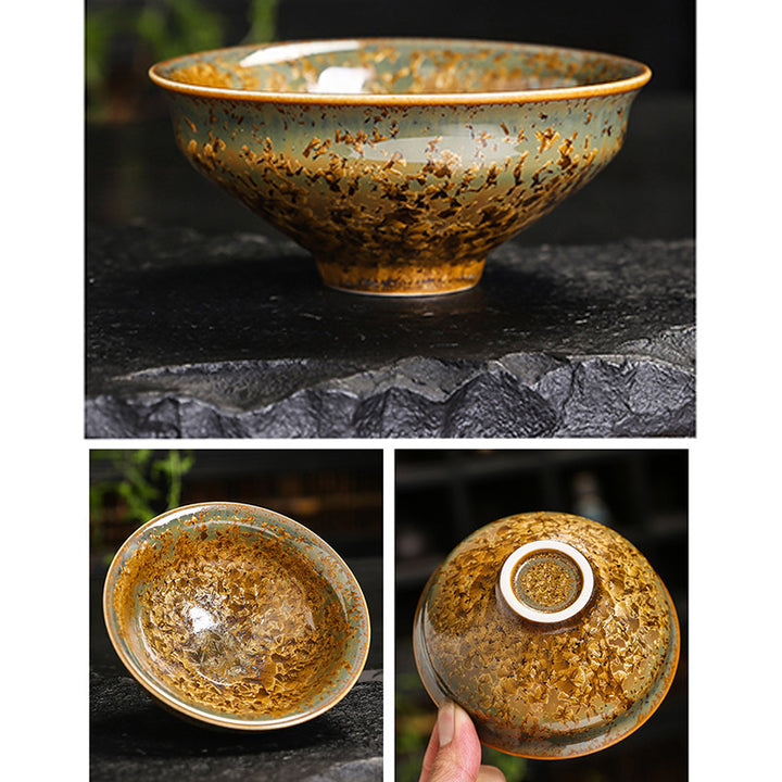 Tasse à thé en céramique marron colorée Buddha Stones