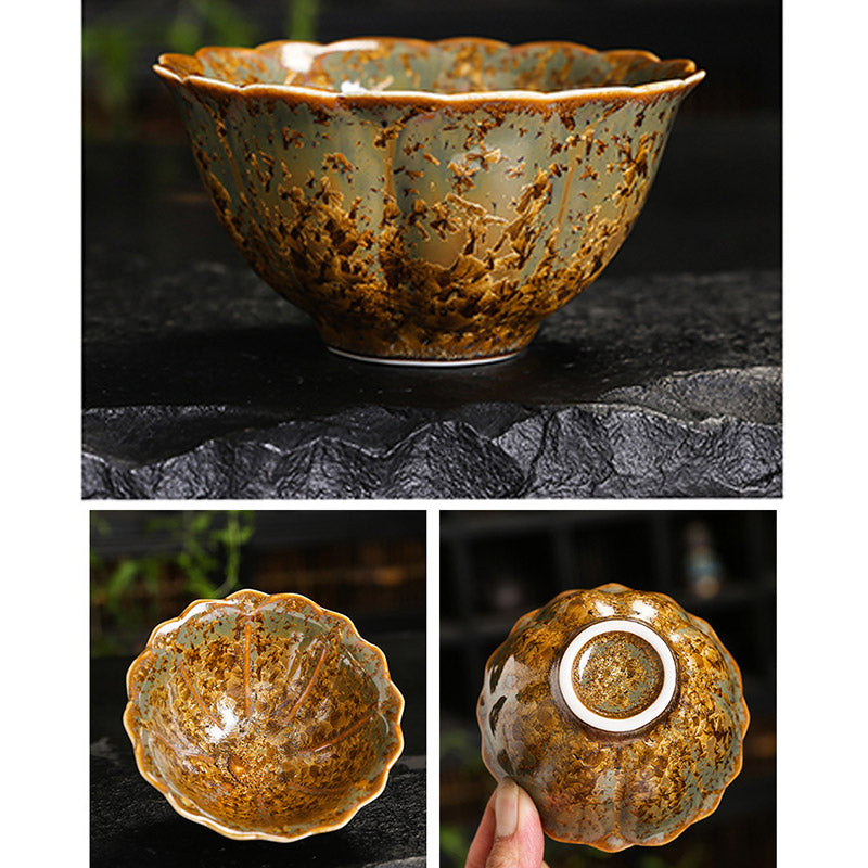 Tasse à thé en céramique marron colorée Buddha Stones