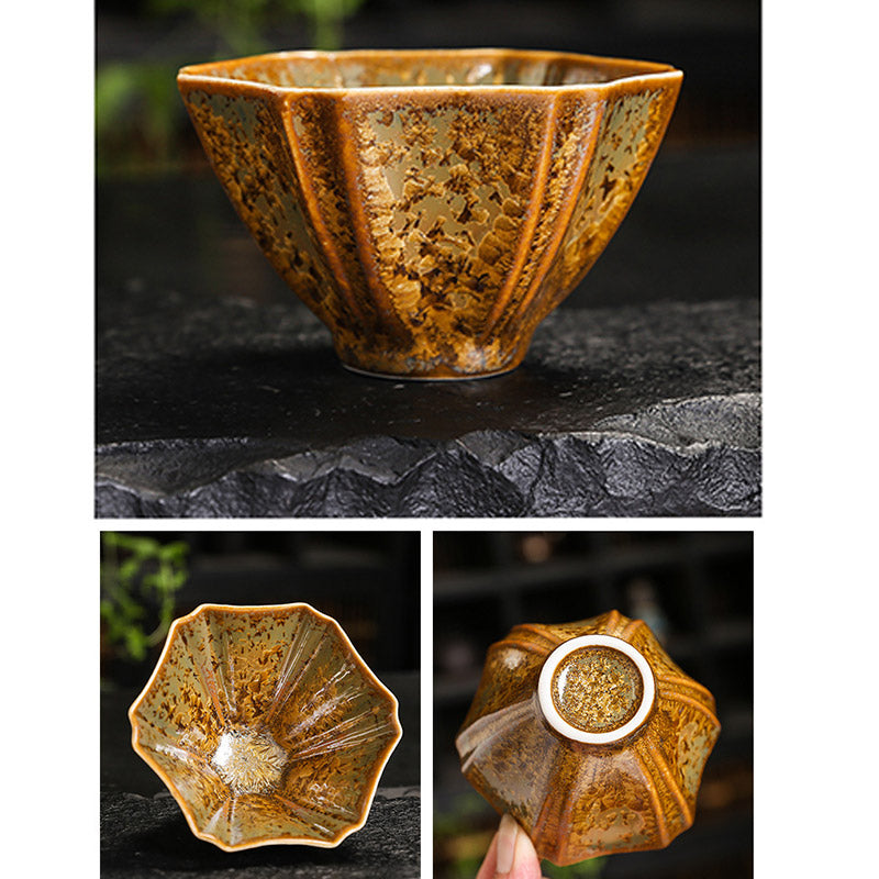 Tasse à thé en céramique marron colorée Buddha Stones