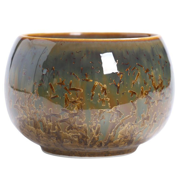 Tasse à thé en céramique marron colorée Buddha Stones