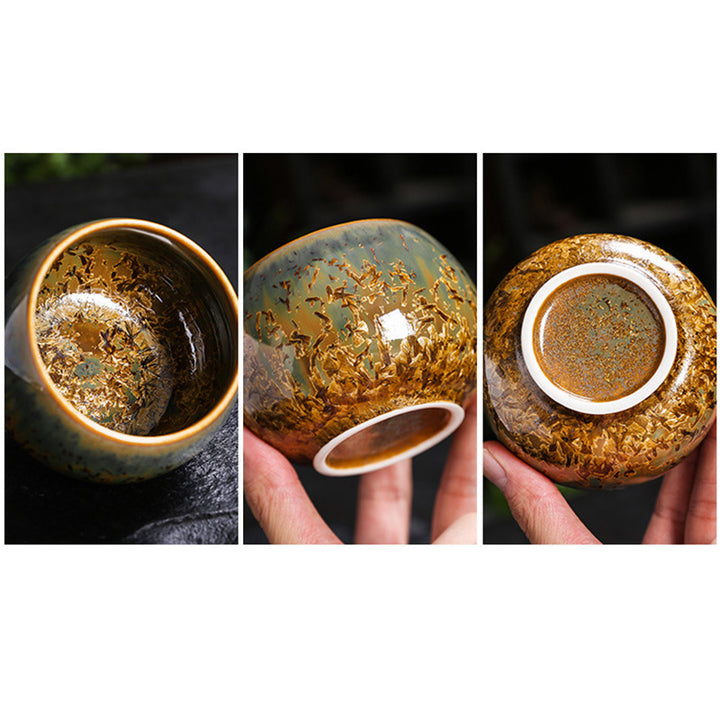 Tasse à thé en céramique marron colorée Buddha Stones
