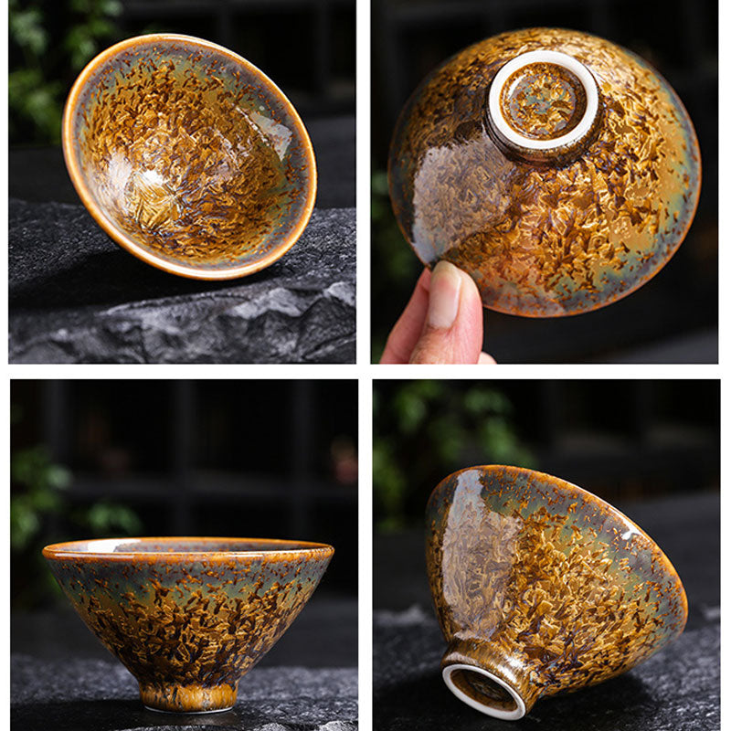 Tasse à thé en céramique marron colorée Buddha Stones
