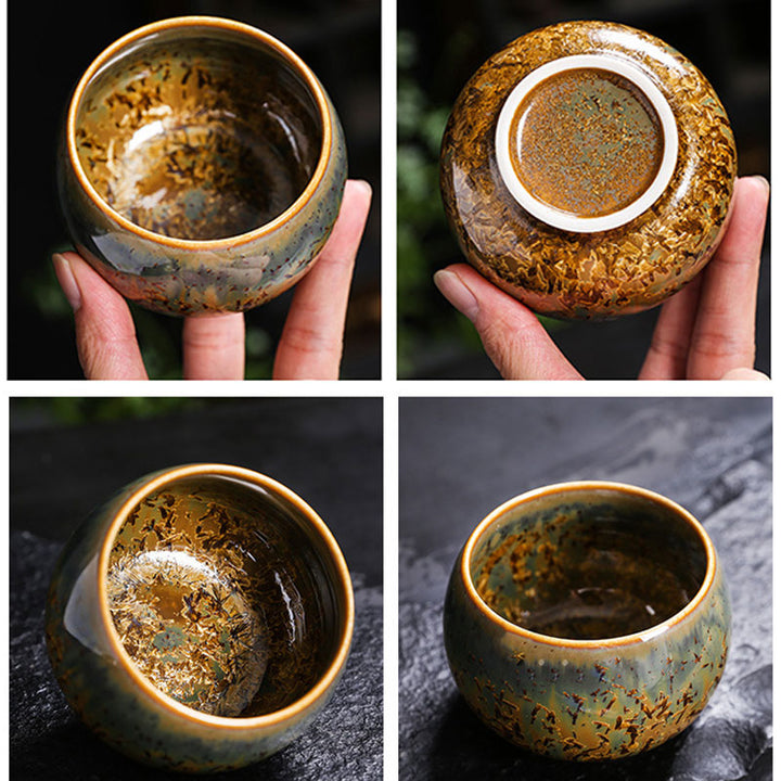 Tasse à thé en céramique marron colorée Buddha Stones
