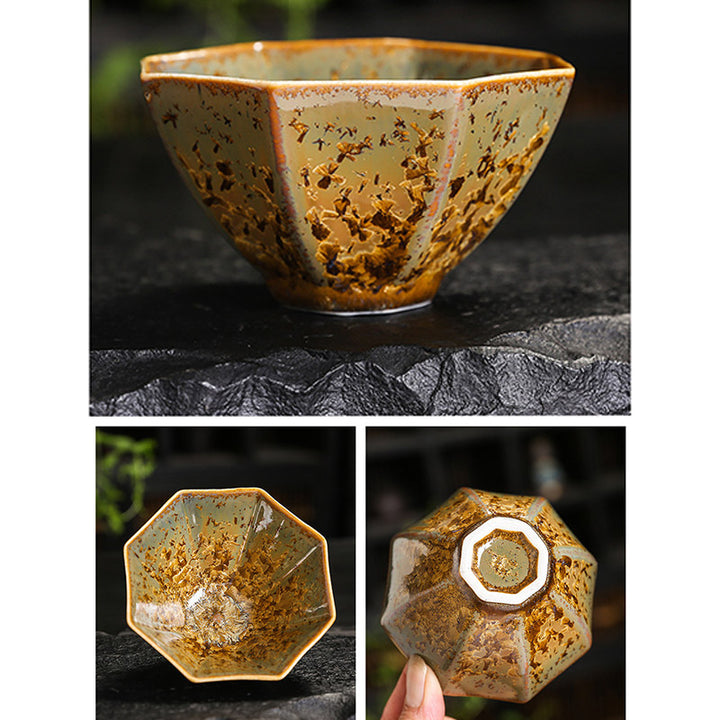 Tasse à thé en céramique marron colorée Buddha Stones