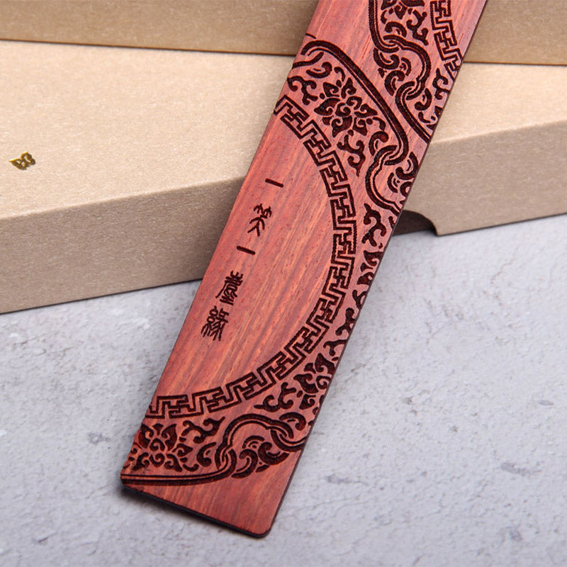 Marque-pages Buddha Stones Zen Enlightenment Quotes en bois d'ébène à petites feuilles en bois de santal rouge avec boîte cadeau
