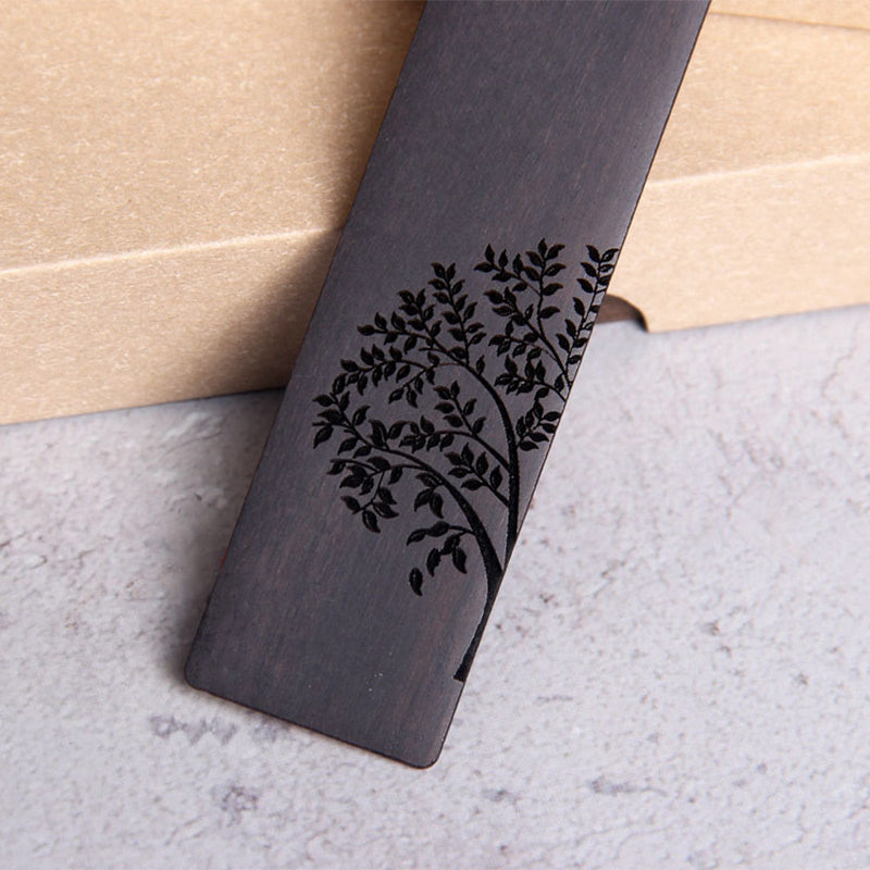 Marque-pages Buddha Stones Sun Tree en bois d'ébène à petites feuilles en bois de santal rouge avec boîte cadeau