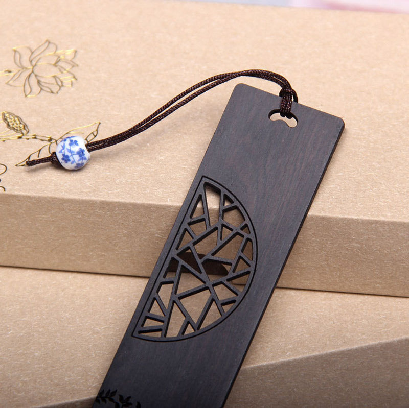 Marque-pages Buddha Stones L'arbre de vie en bois d'ébène à petites feuilles en bois de santal rouge avec boîte cadeau