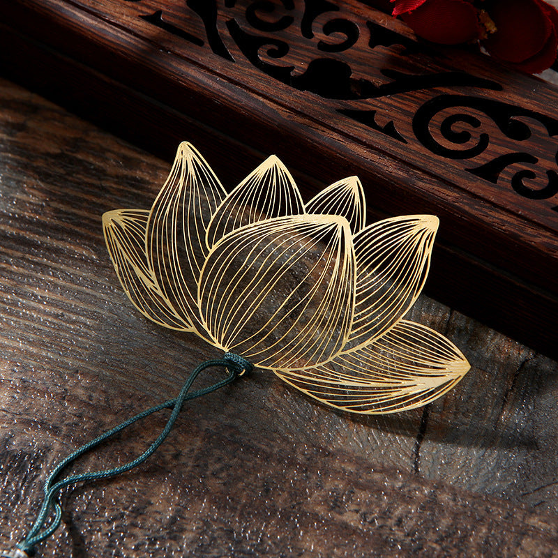Marque-page creux en métal et laiton Buddha Stones et fleur de lotus, nouveau départ