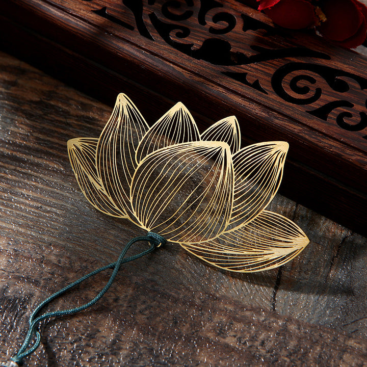 Marque-page creux en métal et laiton Buddha Stones et fleur de lotus, nouveau départ