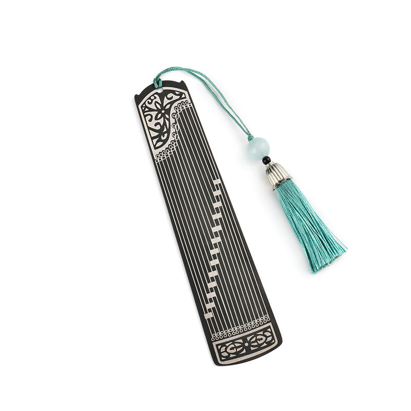 Buddha Stones Instruments de musique classiques Pipa Guzheng Guqin Ruan Signets en métal Pompon avec boîte cadeau