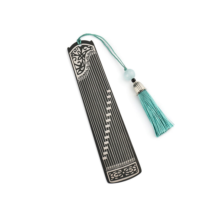 Buddha Stones Instruments de musique classiques Pipa Guzheng Guqin Ruan Signets en métal Pompon avec boîte cadeau