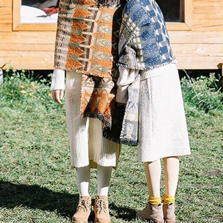 Châle tibétain à motifs géométriques classiques avec Buddha Stones Écharpe de voyage confortable pour l'hiver - image 18