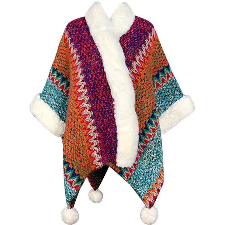 Écharpe de voyage confortable d'hiver à rayures multicolores tibétaines avec Buddha Stones