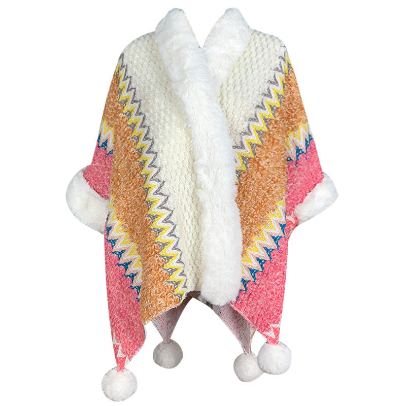 Écharpe de voyage confortable d'hiver à rayures multicolores tibétaines avec Buddha Stones - Beige orange rose - image 9