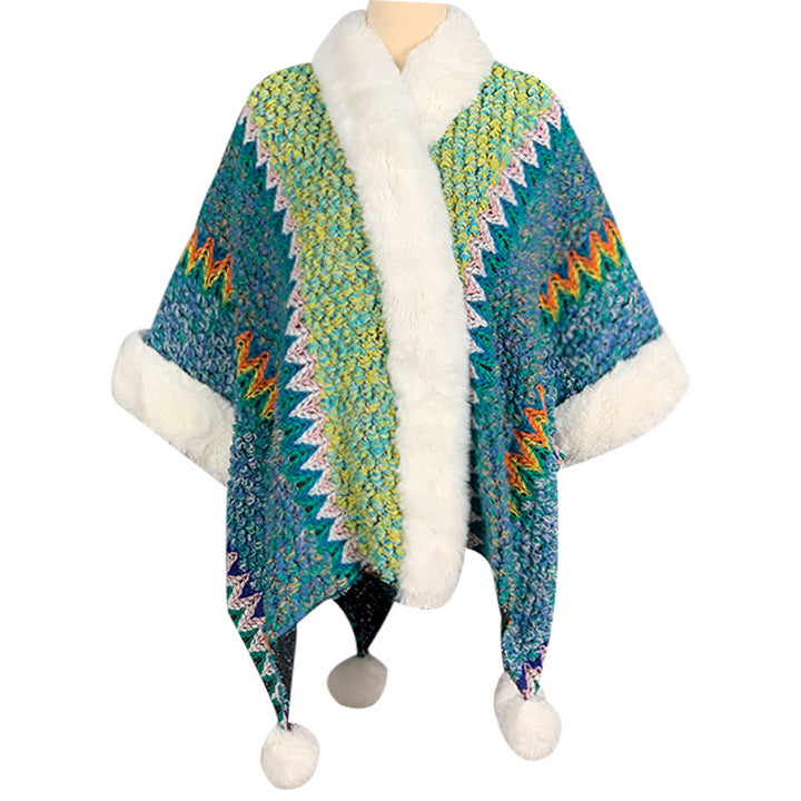 Écharpe de voyage confortable d'hiver à rayures multicolores tibétaines avec Buddha Stones
