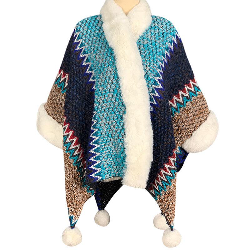 Écharpe de voyage confortable d'hiver à rayures multicolores tibétaines avec Buddha Stones