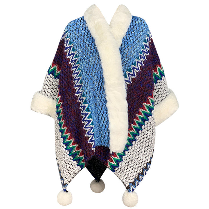 Écharpe de voyage confortable d'hiver à rayures multicolores tibétaines avec Buddha Stones - Bleu Brun Beige - image 33