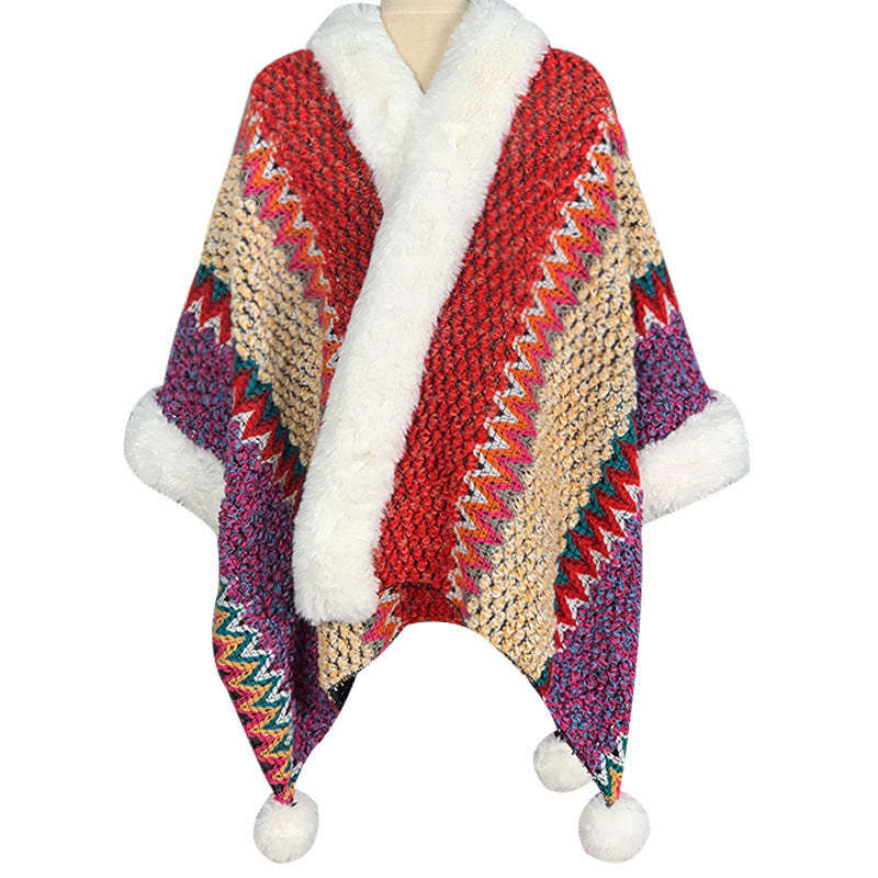 Écharpe de voyage confortable d'hiver à rayures multicolores tibétaines avec Buddha Stones