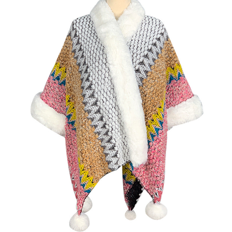 Écharpe de voyage confortable d'hiver à rayures multicolores tibétaines avec Buddha Stones