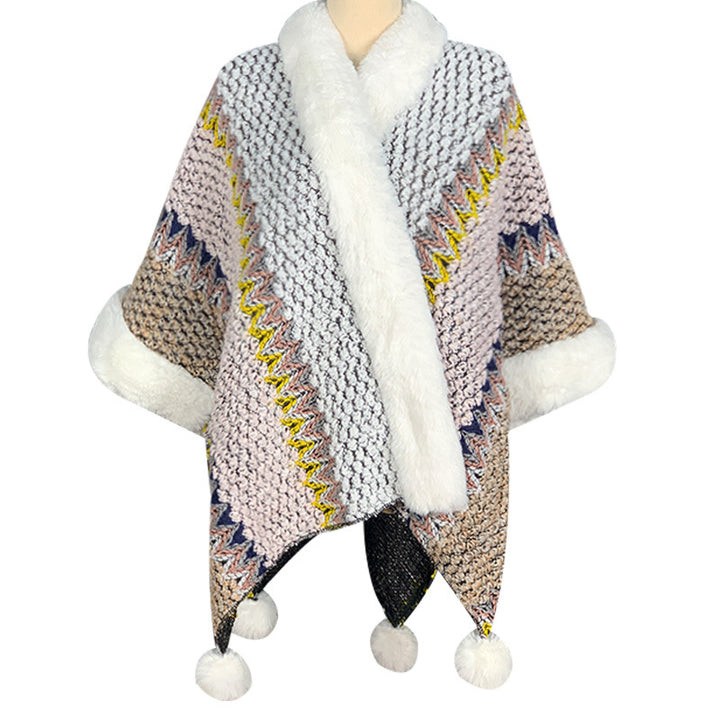 Écharpe de voyage confortable d'hiver à rayures multicolores tibétaines avec Buddha Stones