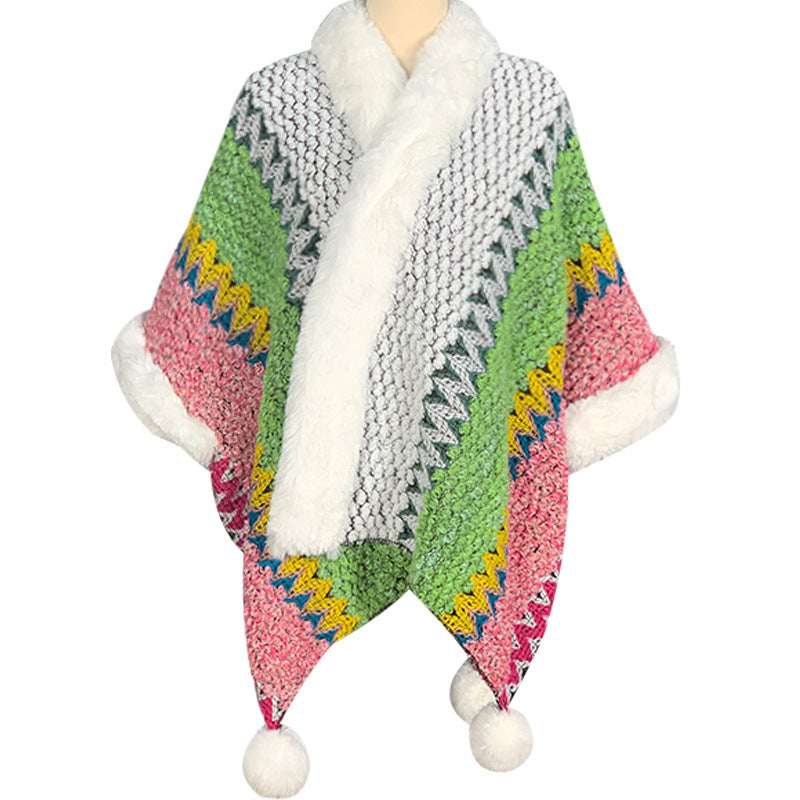 Écharpe de voyage confortable d'hiver à rayures multicolores tibétaines avec Buddha Stones