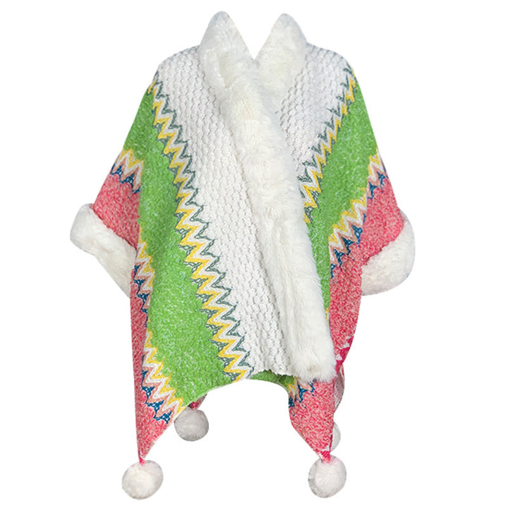 Écharpe de voyage confortable d'hiver à rayures multicolores tibétaines avec Buddha Stones