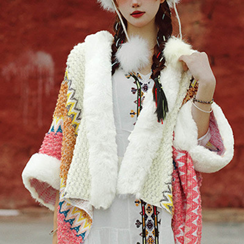 Écharpe de voyage confortable d'hiver à rayures multicolores tibétaines avec Buddha Stones - image 12