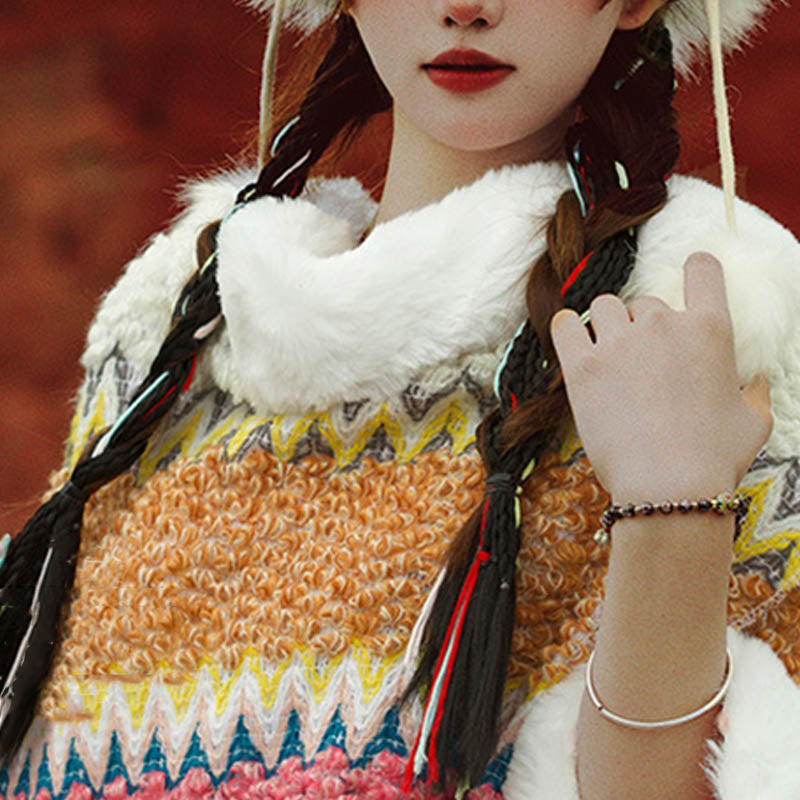 Écharpe de voyage confortable d'hiver à rayures multicolores tibétaines avec Buddha Stones - image 18