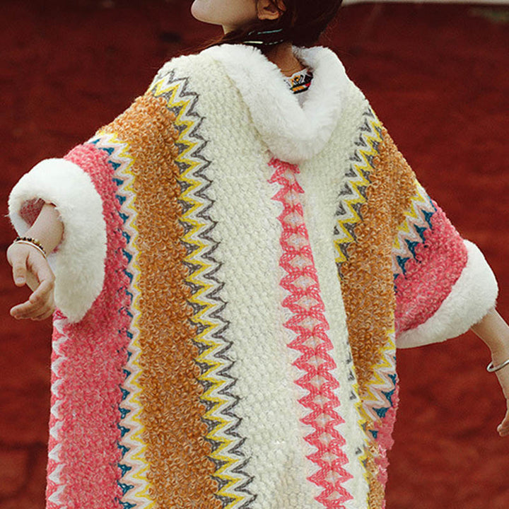 Écharpe de voyage confortable d'hiver à rayures multicolores tibétaines avec Buddha Stones