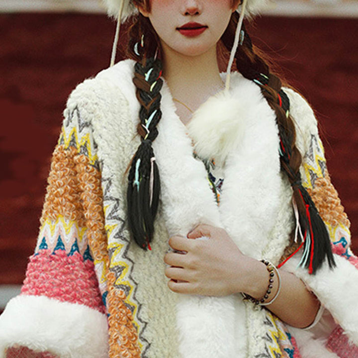 Écharpe de voyage confortable d'hiver à rayures multicolores tibétaines avec Buddha Stones - image 17