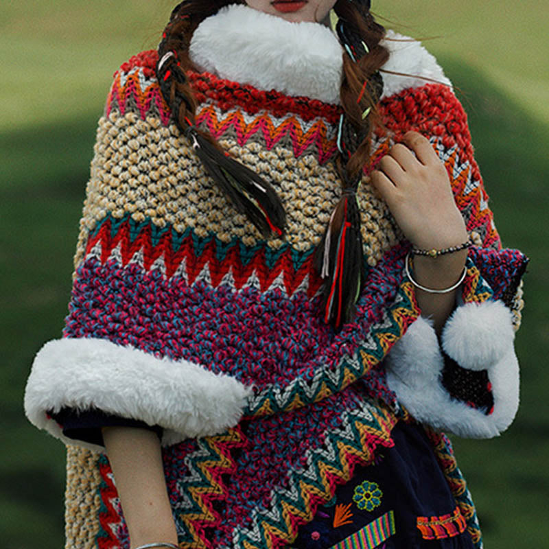 Écharpe de voyage confortable d'hiver à rayures multicolores tibétaines avec Buddha Stones - image 41