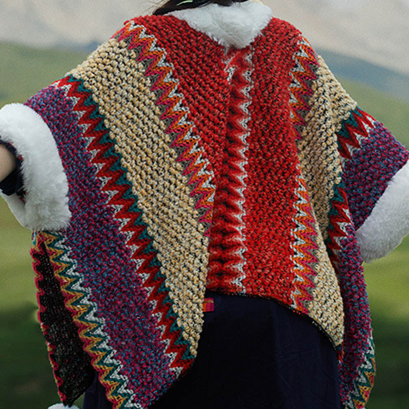 Écharpe de voyage confortable d'hiver à rayures multicolores tibétaines avec Buddha Stones - image 42