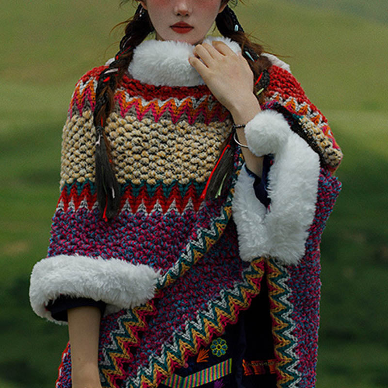 Écharpe de voyage confortable d'hiver à rayures multicolores tibétaines avec Buddha Stones - image 40