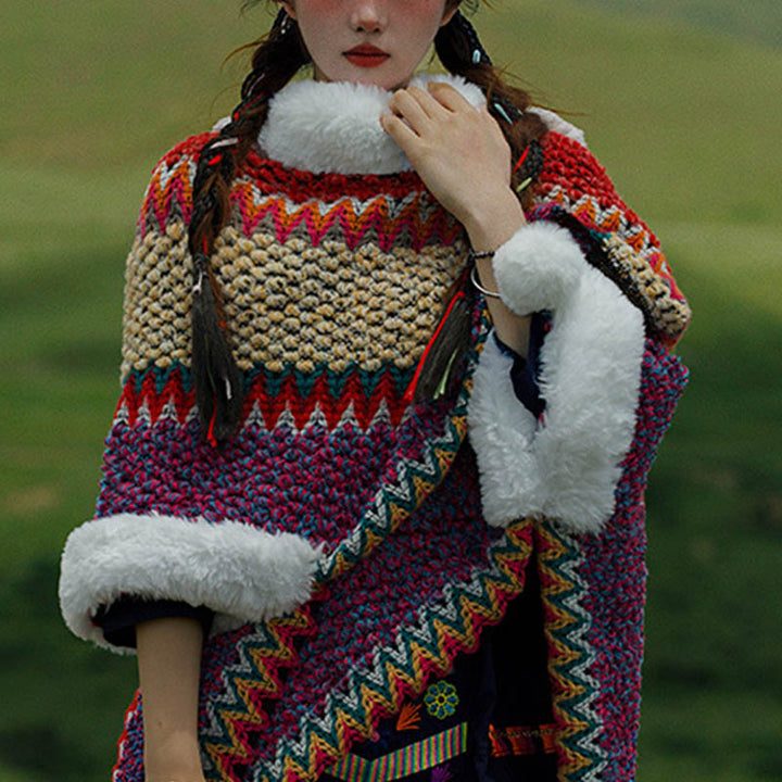 Écharpe de voyage confortable d'hiver à rayures multicolores tibétaines avec Buddha Stones - image 40