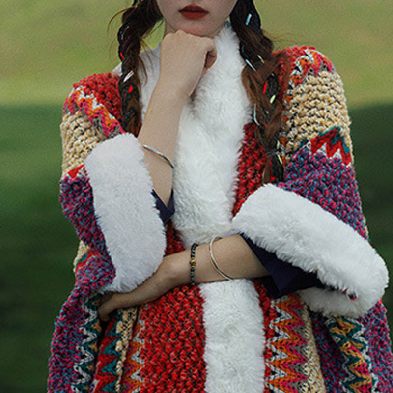 Écharpe de voyage confortable d'hiver à rayures multicolores tibétaines avec Buddha Stones - image 43