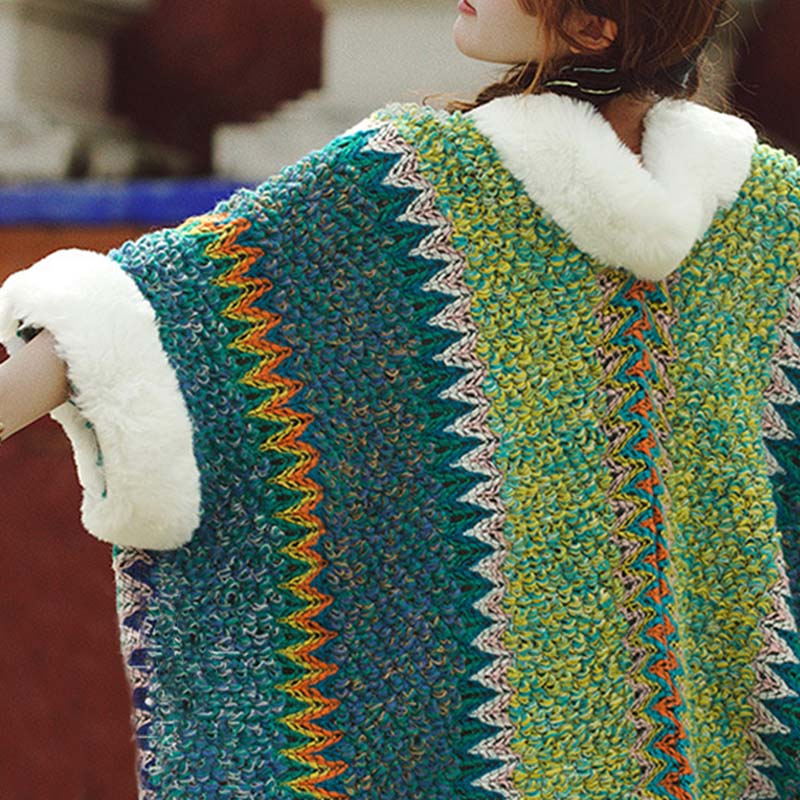 Écharpe de voyage confortable d'hiver à rayures multicolores tibétaines avec Buddha Stones